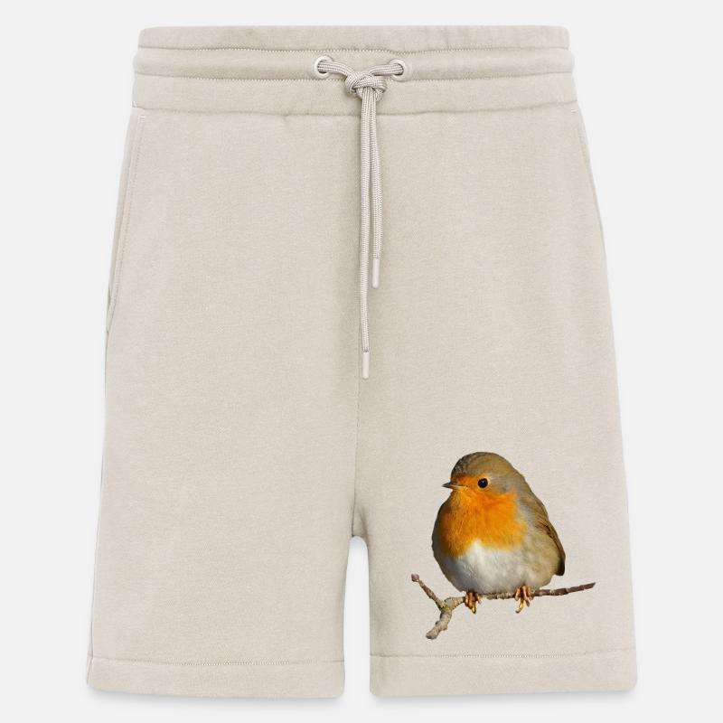 Rotkehlchen auf Ast sitzend - Shorts - made by SPREAD - WARM CLAY
