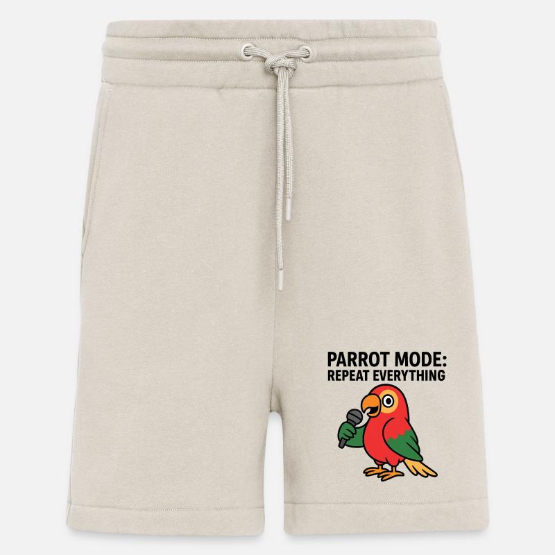 perroquet vibrant avec illustration de microphone - Short bio décontracté fabriqué en UE - WARM CLAY