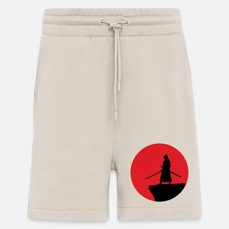 Samurai Silhouette vor rotem Mond - Shorts - made by SPREAD - WARM CLAY