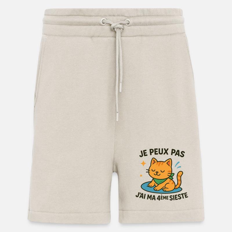 Zen cat in nap I can't - Shorts - made by SPREAD - WARM CLAY