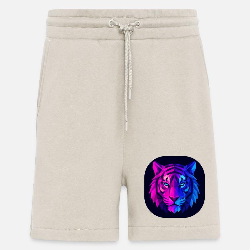 Neon Polygon Tiger : Magenta à Bleu - Short bio décontracté fabriqué en UE - WARM CLAY