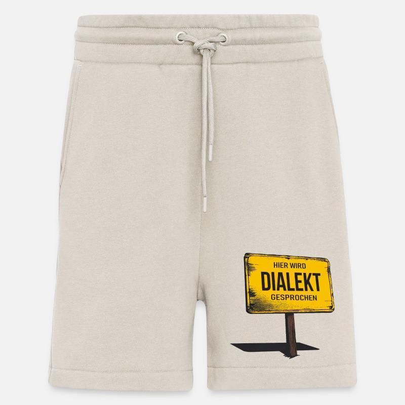 On parle ici un dialecte – drôle de dicton - Short bio décontracté fabriqué en UE - WARM CLAY