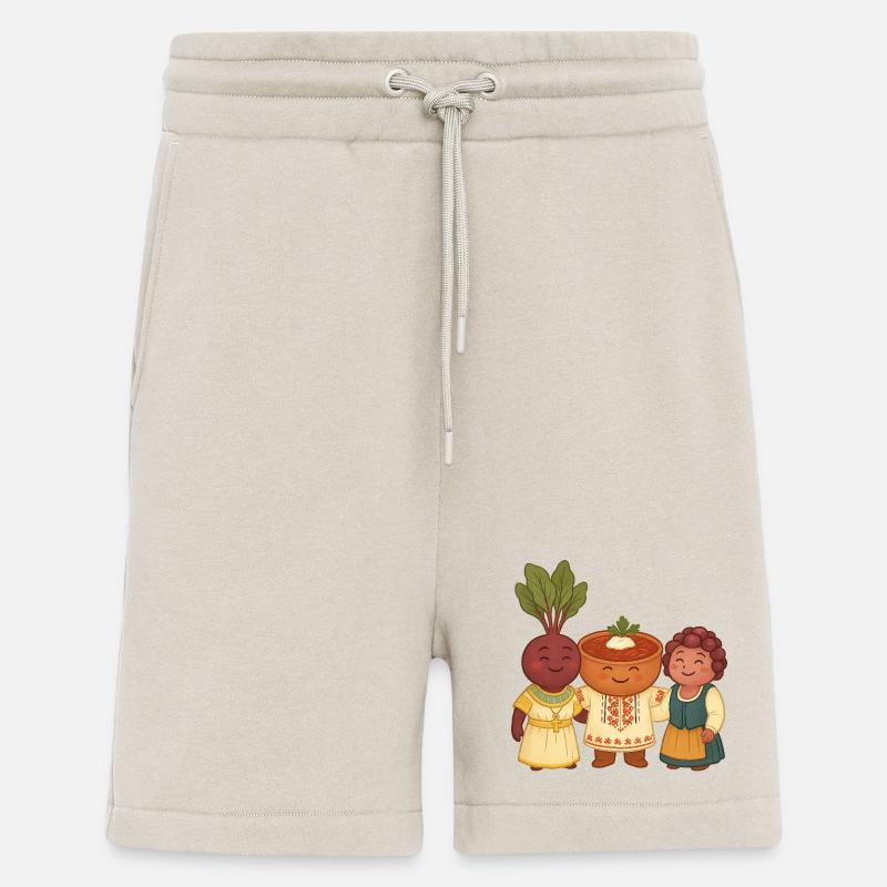 Betterave, bortsch et salade - Short bio décontracté fabriqué en UE - WARM CLAY