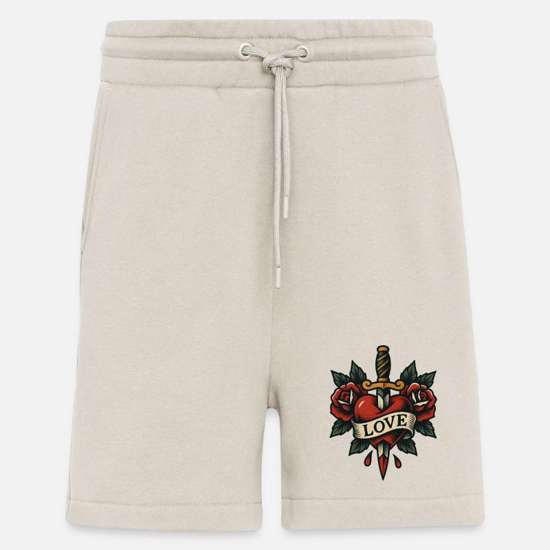 Herz Dolch Tattoo mit Rosen - Shorts - made by SPREAD - WARM CLAY