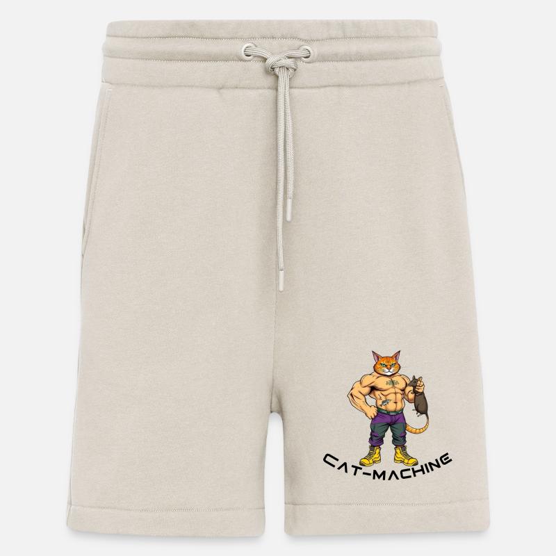 Cat muscle hero with mouse - Shorts - made by SPREAD - WARM CLAY