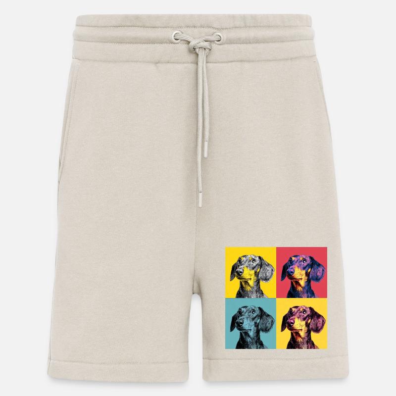 Quad Pop Art Teckel - Short bio décontracté fabriqué en UE - WARM CLAY