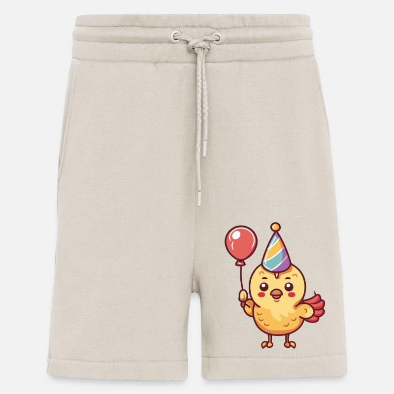 Bande dessinée d’anniversaire de poulet - Short bio décontracté fabriqué en UE - WARM CLAY