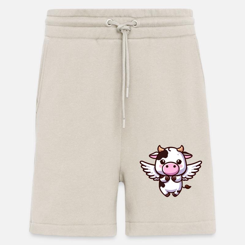 Mucca celeste: un angelo con le ali - Pantaloncini ecologici casual Made in UE - WARM CLAY