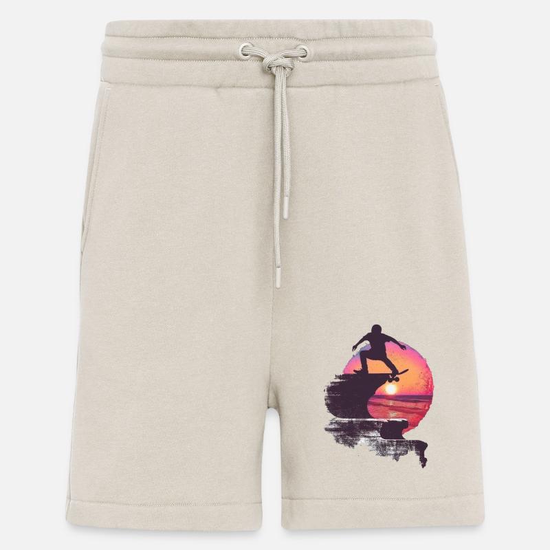 Skateboarder Silhouette Coucher De Soleil - Short bio décontracté fabriqué en UE - WARM CLAY