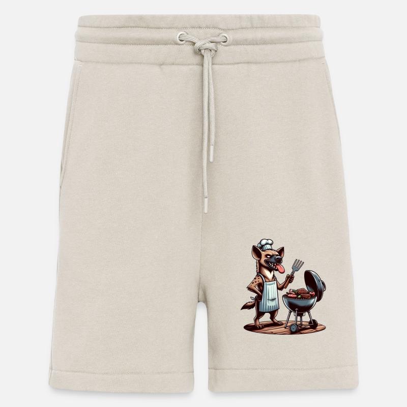 Hyäne als Grillchef im Sommer - Shorts - made by SPREAD - WARM CLAY