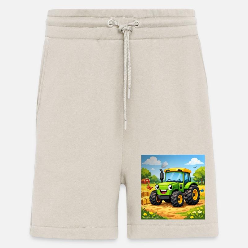 Fröhlicher Grüner Traktor auf Feld - Shorts - made by SPREAD - WARM CLAY