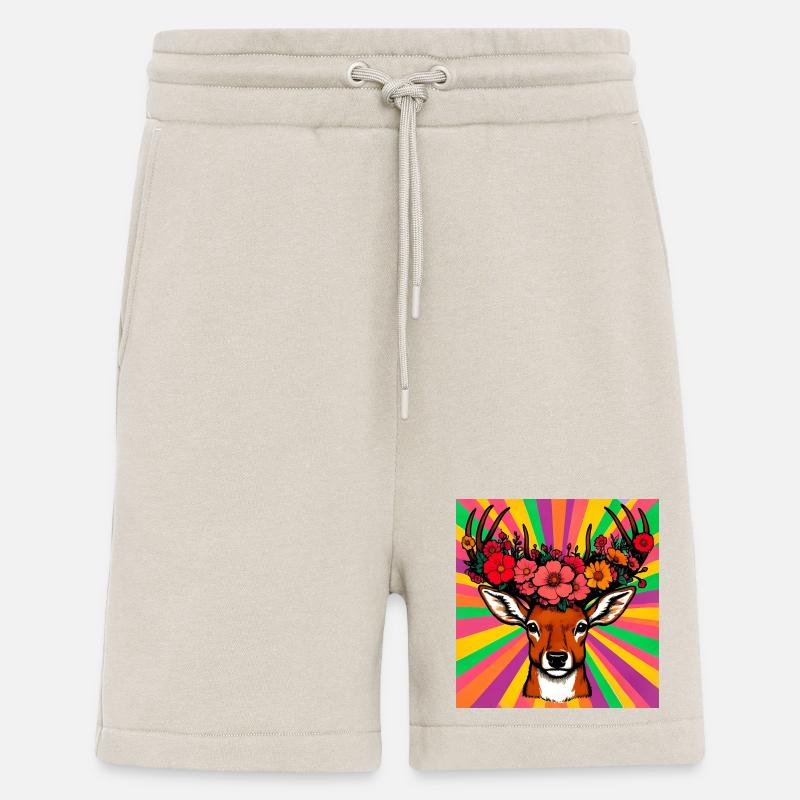 Cerf aux fleurs - Short bio décontracté fabriqué en UE - WARM CLAY