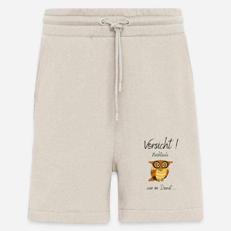 Nachtschicht, lustige Sprüche, Eule - Shorts - made by SPREAD - WARM CLAY