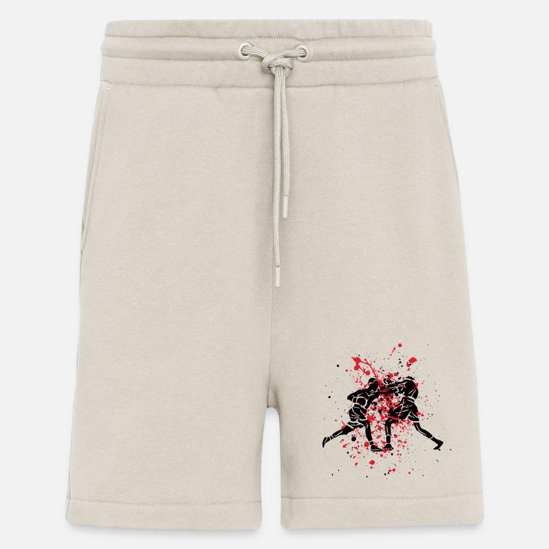 Boxe anglaise sur du rouge abstrait - Short bio décontracté fabriqué en UE - WARM CLAY
