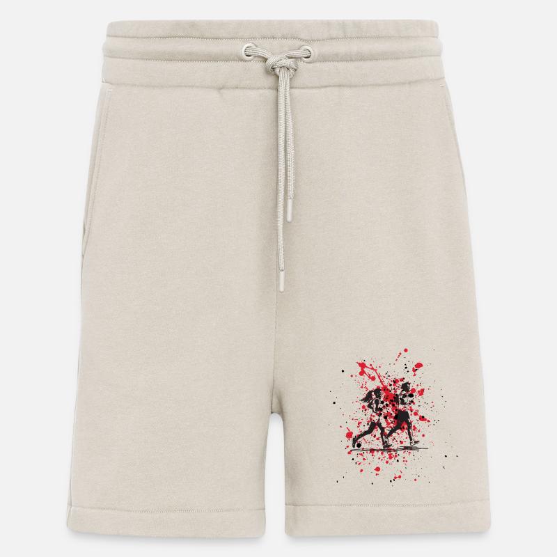 Courses et éclaboussures rouges - Short bio décontracté fabriqué en UE - WARM CLAY