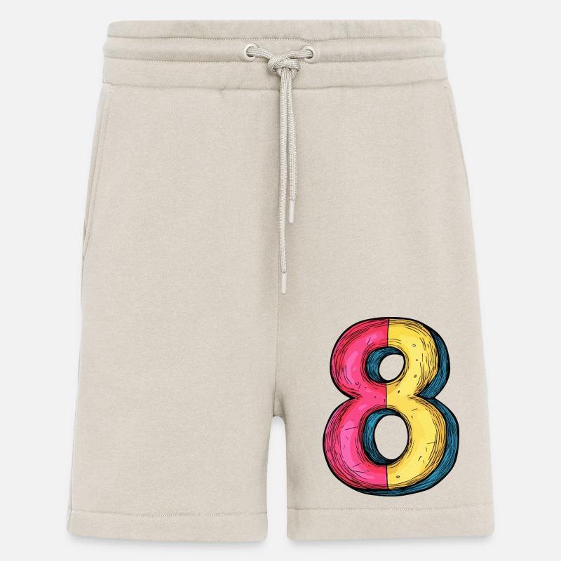8 Symbole numérique - Short bio décontracté fabriqué en UE - WARM CLAY