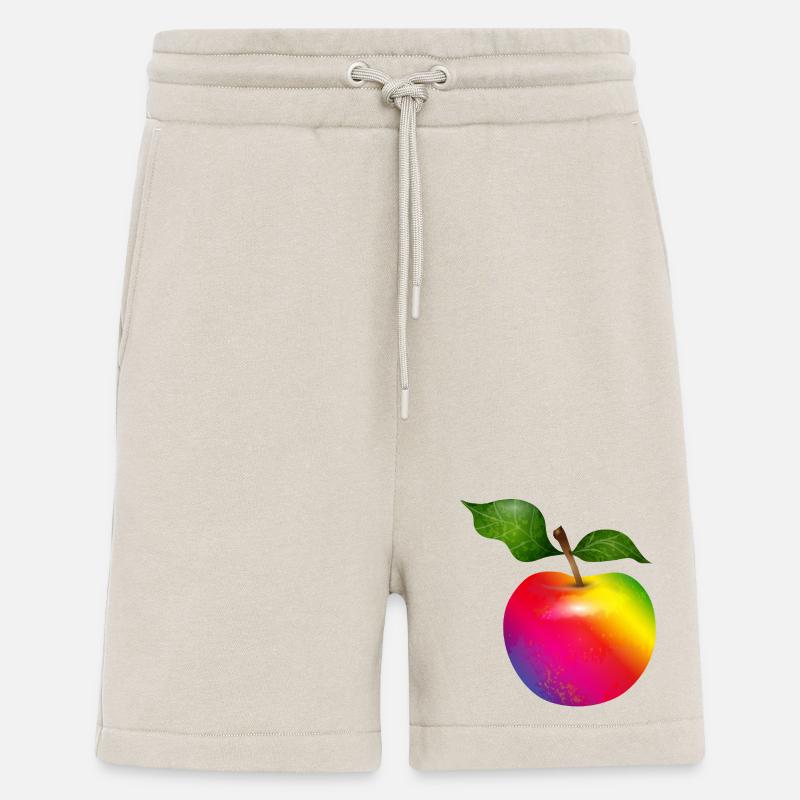 Bunter Regenbogen-Apfel mit Blättern Illustration - Shorts - made by SPREAD - WARM CLAY