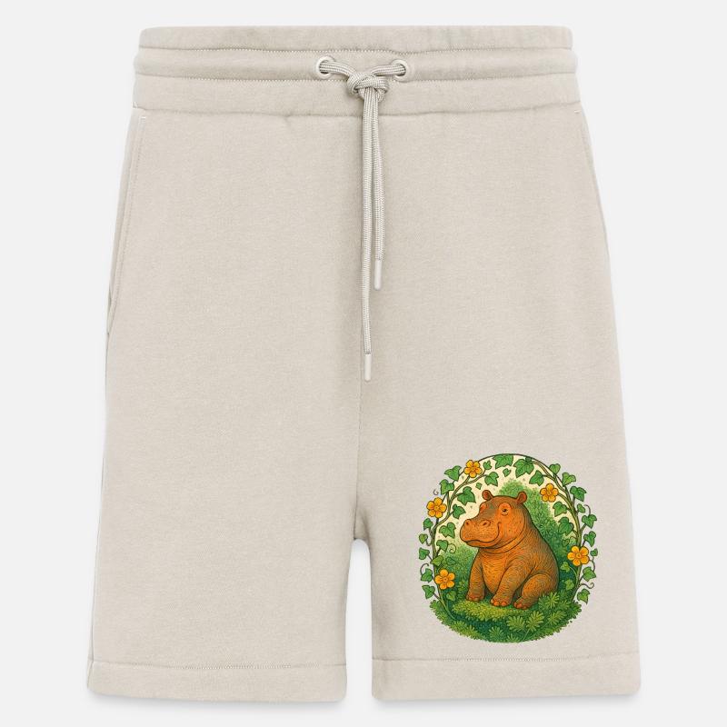 Verspieltes Nilpferd im Ivy Circle - Shorts - made by SPREAD - WARM CLAY