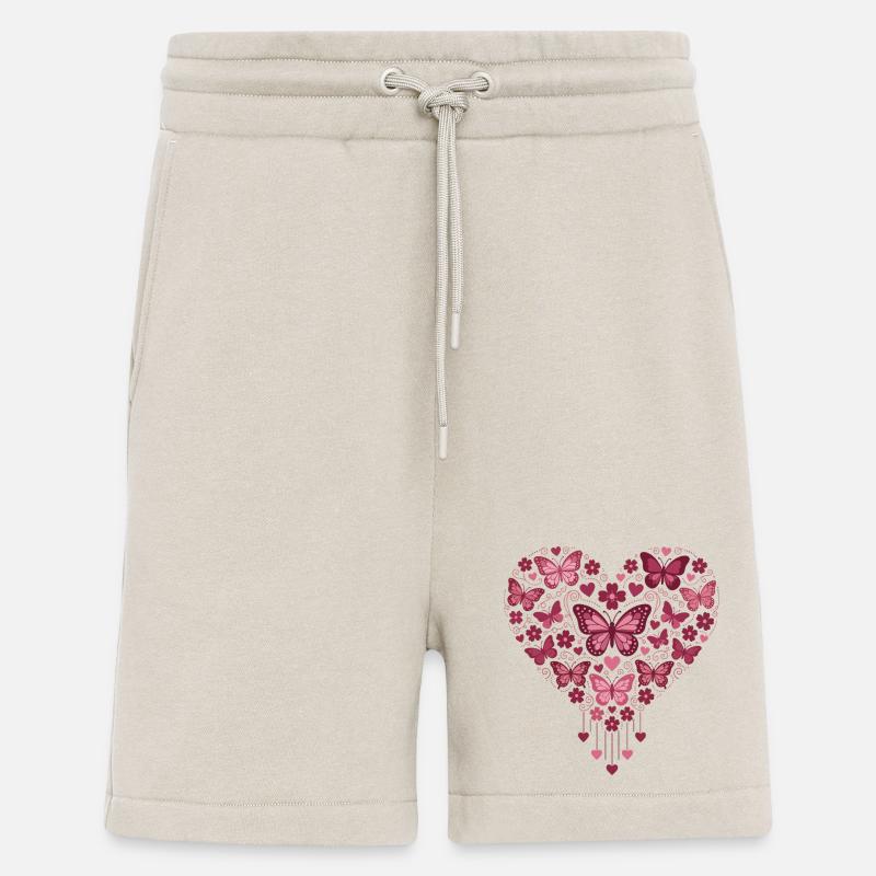 Cœur Papillon Fleuri Éclat - Short bio décontracté fabriqué en UE - WARM CLAY