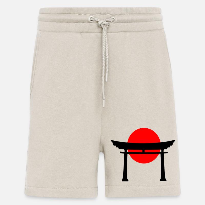 Torii devant le soleil japonais - Short bio décontracté fabriqué en UE - WARM CLAY