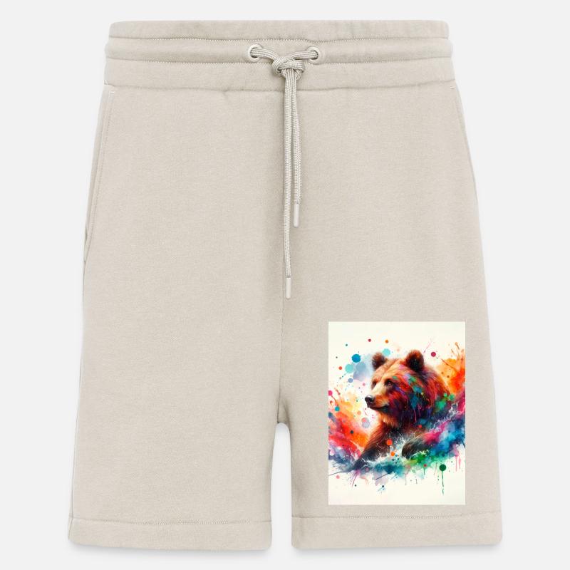Ours à l’aquarelle - Short bio décontracté fabriqué en UE - WARM CLAY
