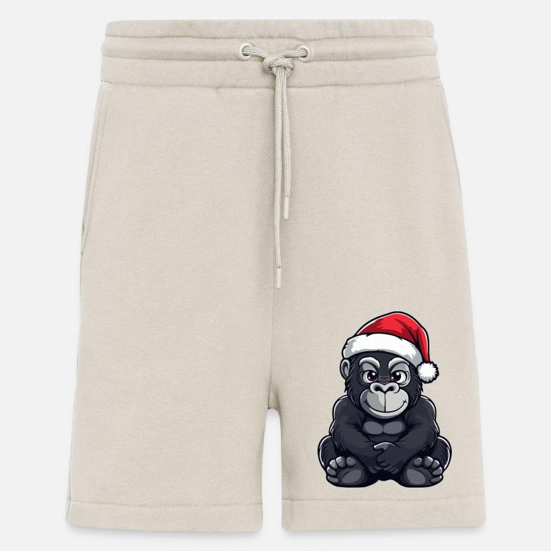 Gorille Noël mignon - Short bio décontracté fabriqué en UE - WARM CLAY