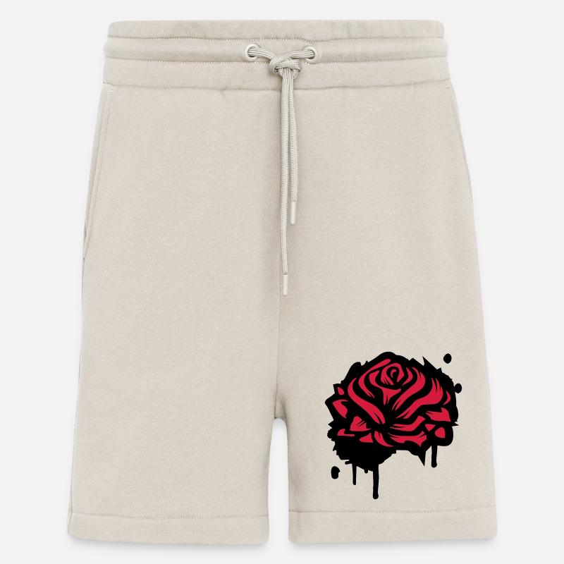 Une rose comme un graffiti - Short bio décontracté fabriqué en UE - WARM CLAY