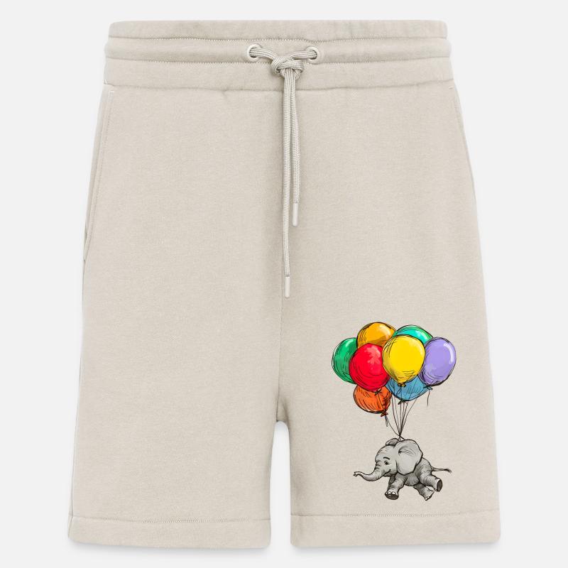 Elefant schwebt mit Bunten Luftballons - Shorts - made by SPREAD - WARM CLAY