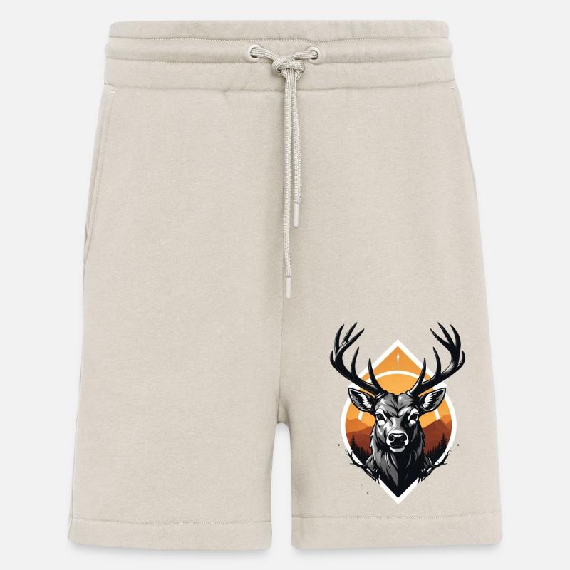 Majestätischer Hirschkopf mit großem Geweih - Shorts - made by SPREAD - WARM CLAY