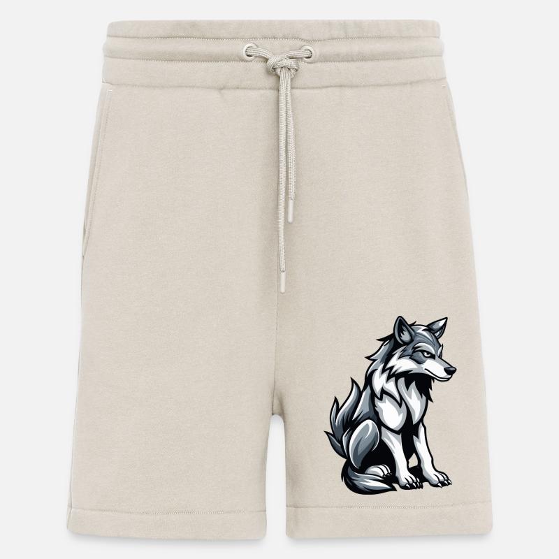 Bande dessinée loup - Short bio décontracté fabriqué en UE - WARM CLAY