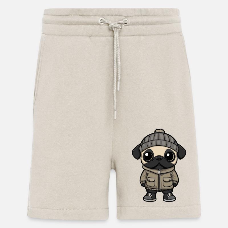 Mops Hund Winter - Shorts - made by SPREAD - WARM CLAY