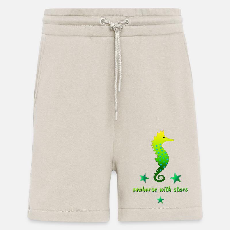 Hippocampe vert avec astérisque - Short bio décontracté fabriqué en UE - WARM CLAY