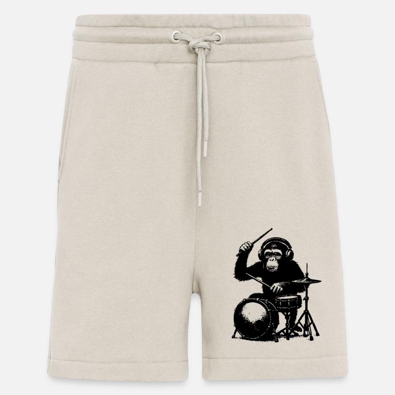 Grim monkey on drums - Shorts - made by SPREAD - WARM CLAY