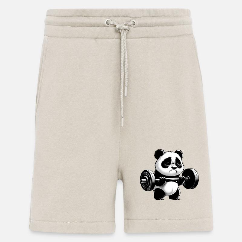 Funny panda doing strength training - Shorts - made by SPREAD - WARM CLAY