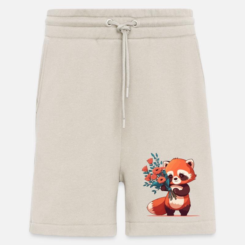 roter Panda mit Blumen - Shorts - made by SPREAD - WARM CLAY