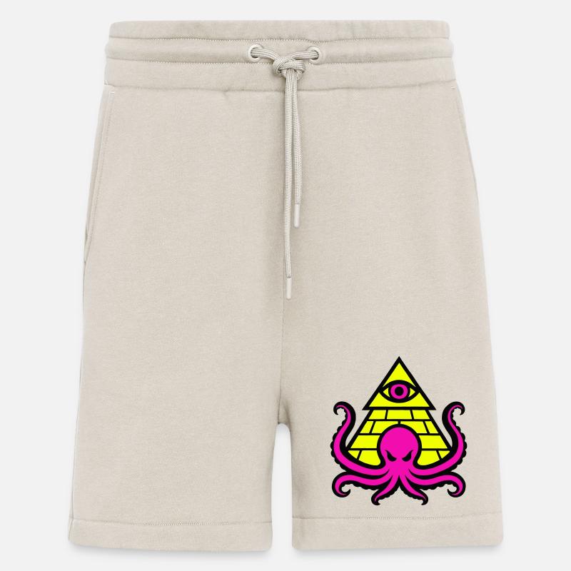 Pyramid with occult octopus and eye - Shorts - made by SPREAD - WARM CLAY
