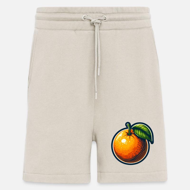 Bright cartoon orange with leaf - Shorts - made by SPREAD - WARM CLAY