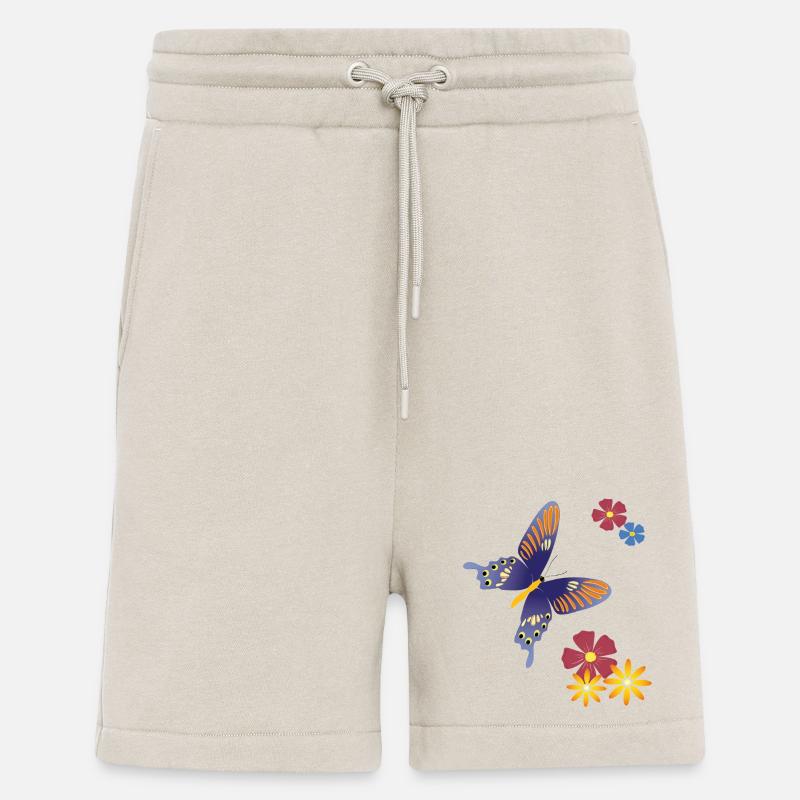 Papillon avec des fleurs - Short bio décontracté fabriqué en UE - WARM CLAY