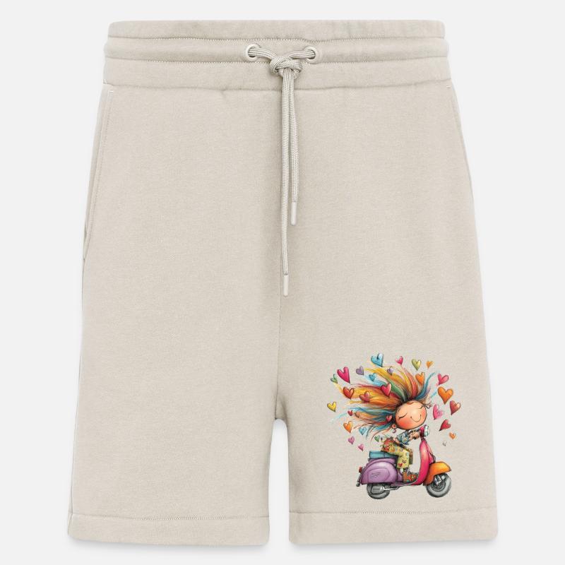 Rollerliebe - Mädchen auf Roller – bunter Sommer - Shorts - made by SPREAD - WARM CLAY