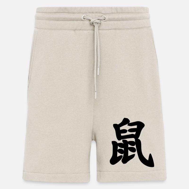 Rattenschattenbild mit chinesischer Schrift - Shorts - made by SPREAD - WARM CLAY