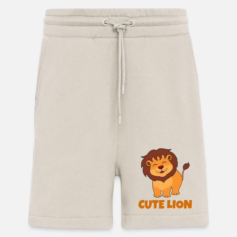 lion, cute lion, savane - Short bio décontracté fabriqué en UE - WARM CLAY
