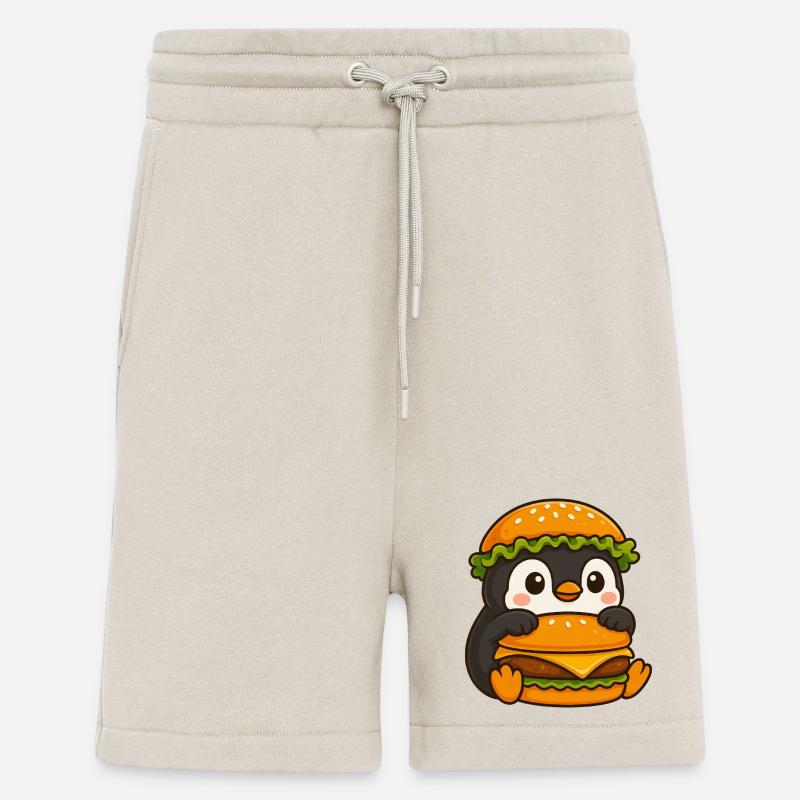 Süßer Pinguin mit Hamburger Cheeseburger Fast - Shorts - made by SPREAD - WARM CLAY