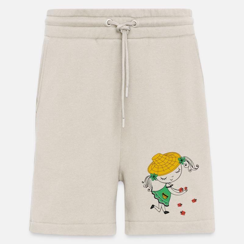Mädchen mit Strohhut und Marienkäfer - Shorts - made by SPREAD - WARM CLAY