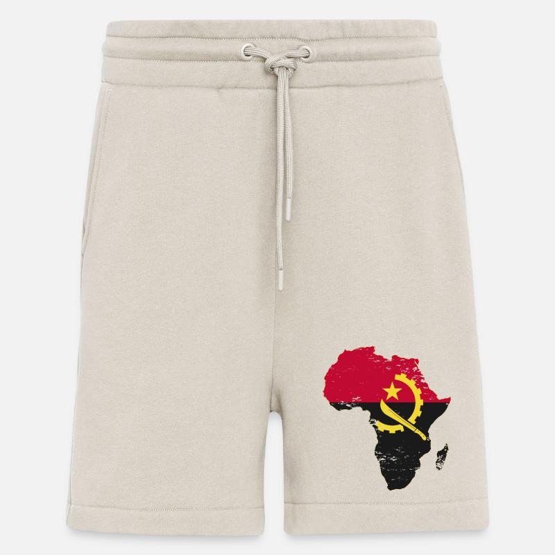 Drapeau de l’Angola Afrique - Short bio décontracté fabriqué en UE - WARM CLAY