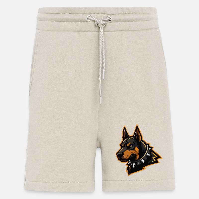 Doberman with spiked collar - Shorts - made by SPREAD - WARM CLAY