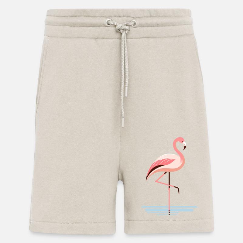 Flamant rose dans l’eau - Short bio décontracté fabriqué en UE - WARM CLAY