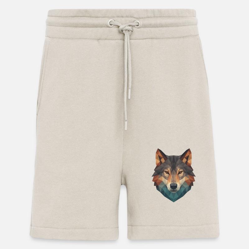Geometrischer Wolfkopf - Shorts - made by SPREAD - WARM CLAY
