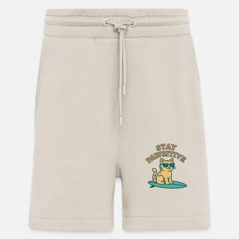 Stay Pawsitive – Cool Cat Vibes - Short bio décontracté fabriqué en UE - WARM CLAY