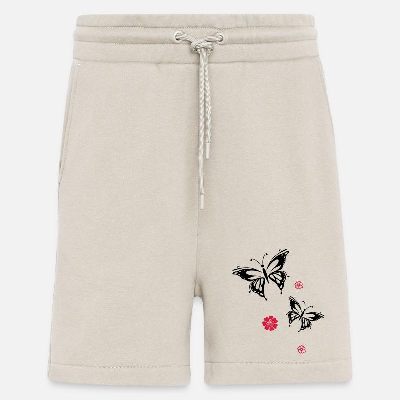 papillons fleurs fleurs insectes été - Short bio décontracté fabriqué en UE - WARM CLAY