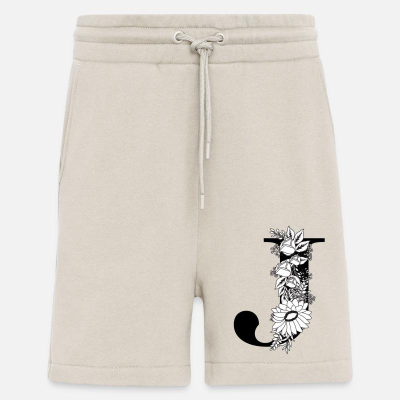 Blumen schwarz-weiß Buchstabe j - Shorts - made by SPREAD - WARM CLAY